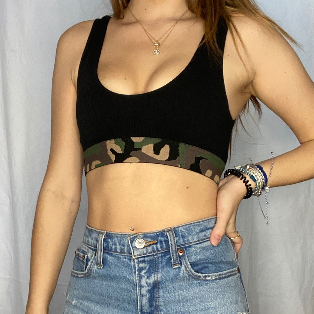 Forever 21 Black Camo Crop Top/Bralette